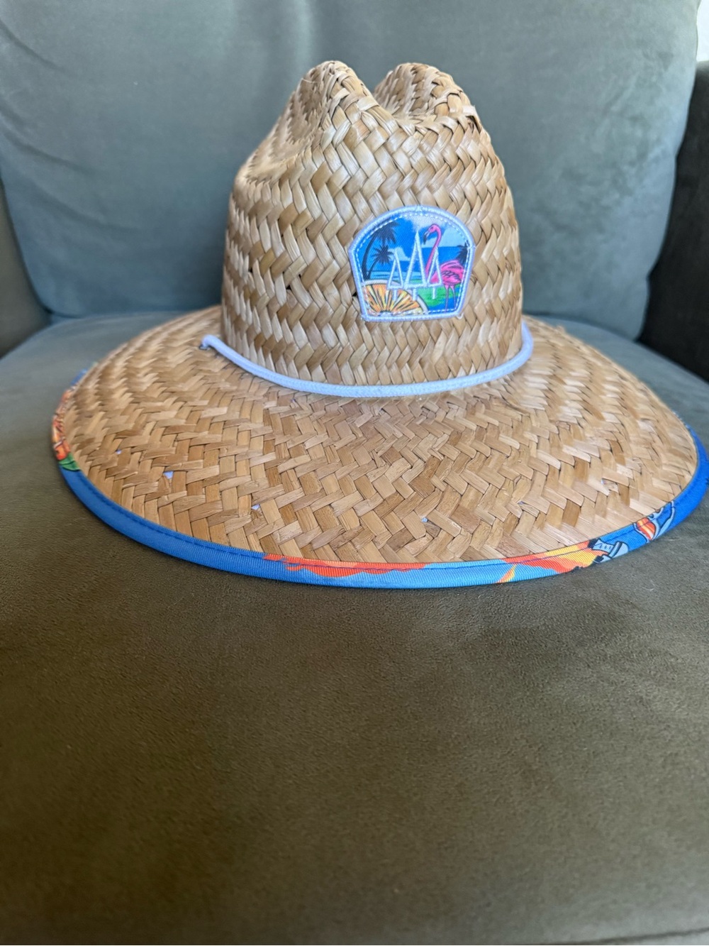 Hemlock Hat Co. Straw Lifeguard Sun Hat Tropical Flamingo Print One Size